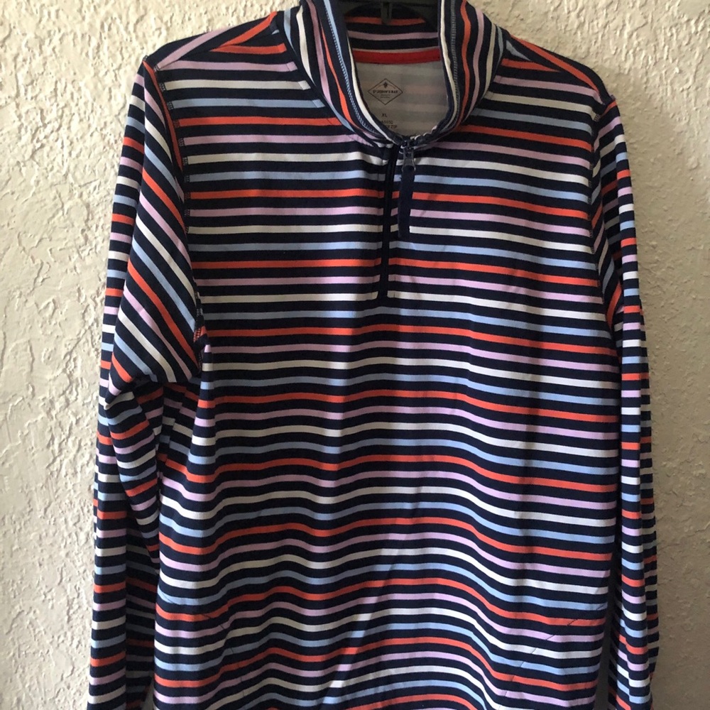 NWT St. John’s Bay XL Classic 1/4 Zip Long Sleeve Striped Shirt Multi Color